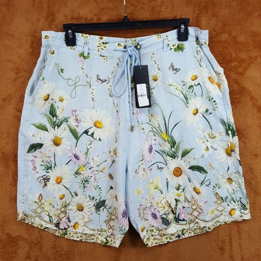 HOTEL FRANKS CAMILLA Shorts Mens XXL Blue Floral Linen Drawstring FLORFREE $395